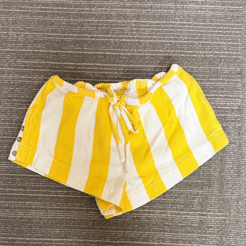 Free People Hot Hot Hot Yellow Striped Shorts Sz Extra Small